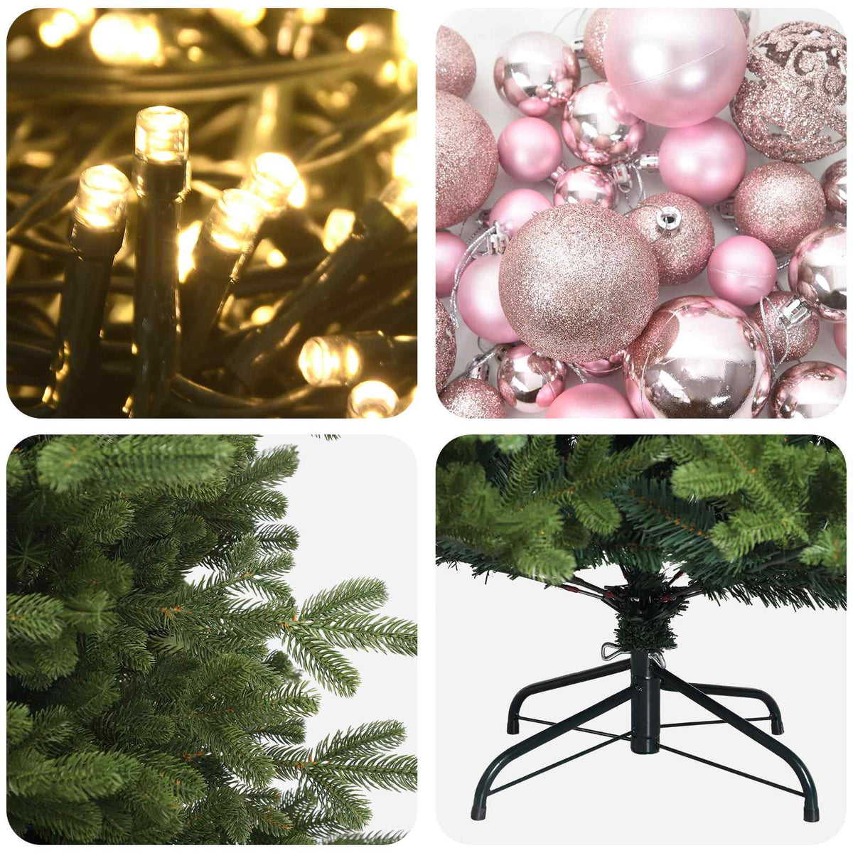 Albero di Natale artificiale con palline 180 cm 300 LED