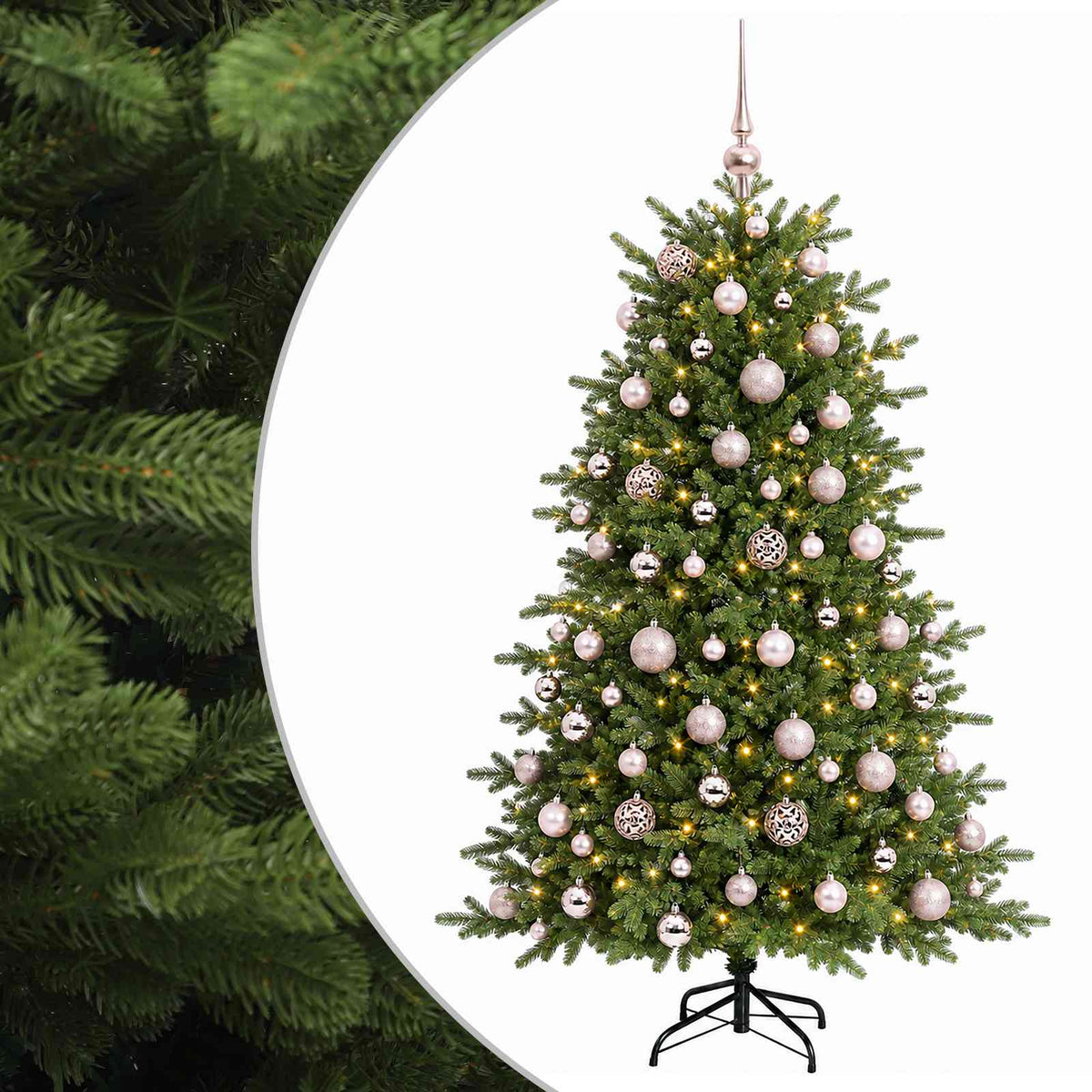 Albero di Natale artificiale con palline 180 cm 300 LED