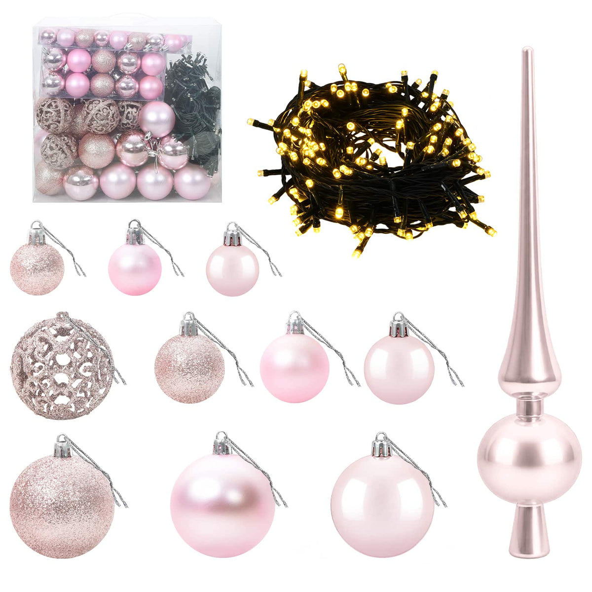 Albero di Natale artificiale con palline 180 cm 300 LED