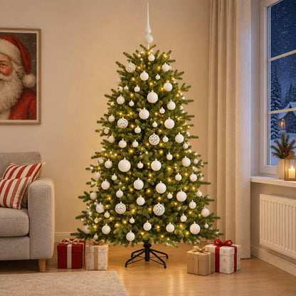 Albero di Natale artificiale con palline 180 cm 300 LED