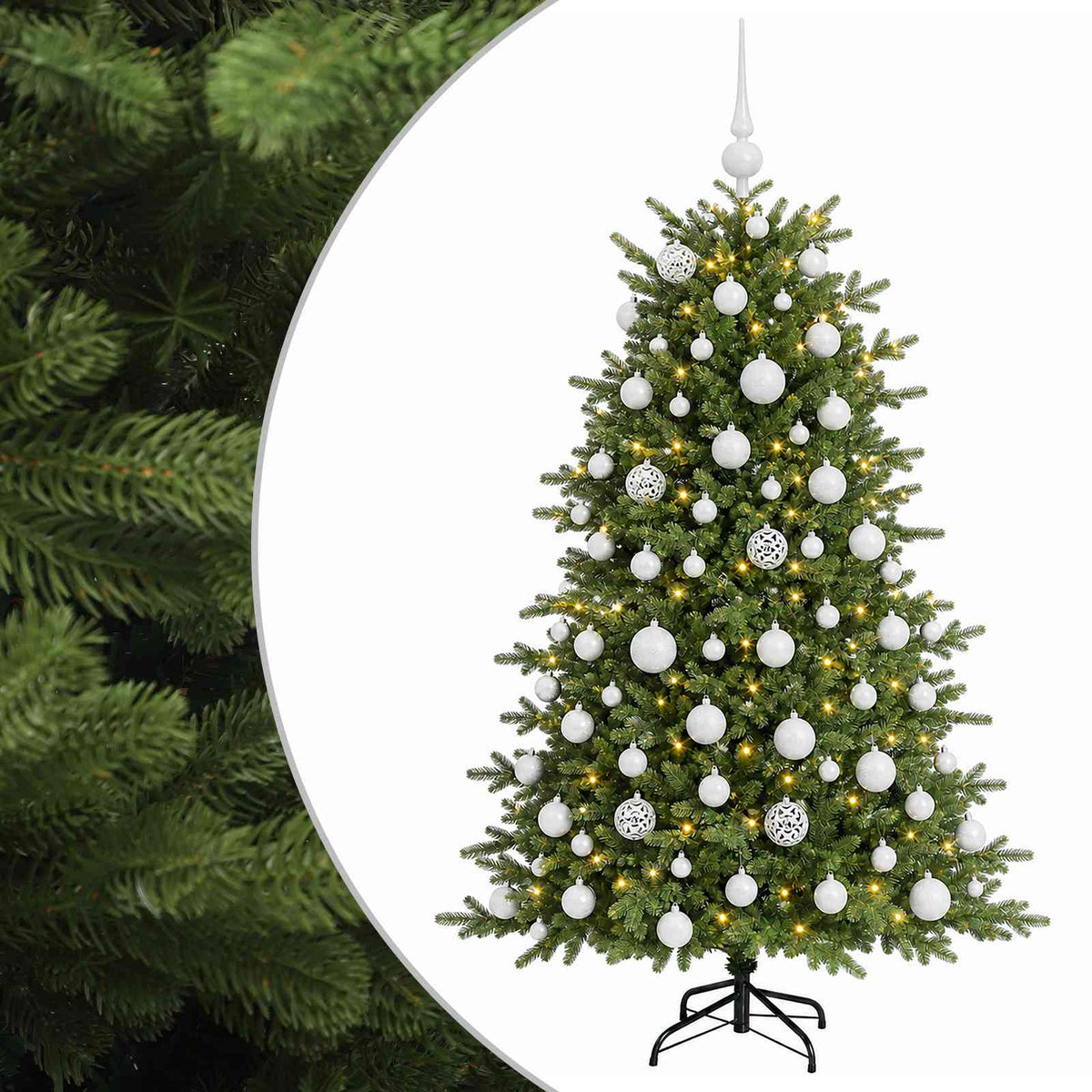 Albero di Natale artificiale con palline 180 cm 300 LED