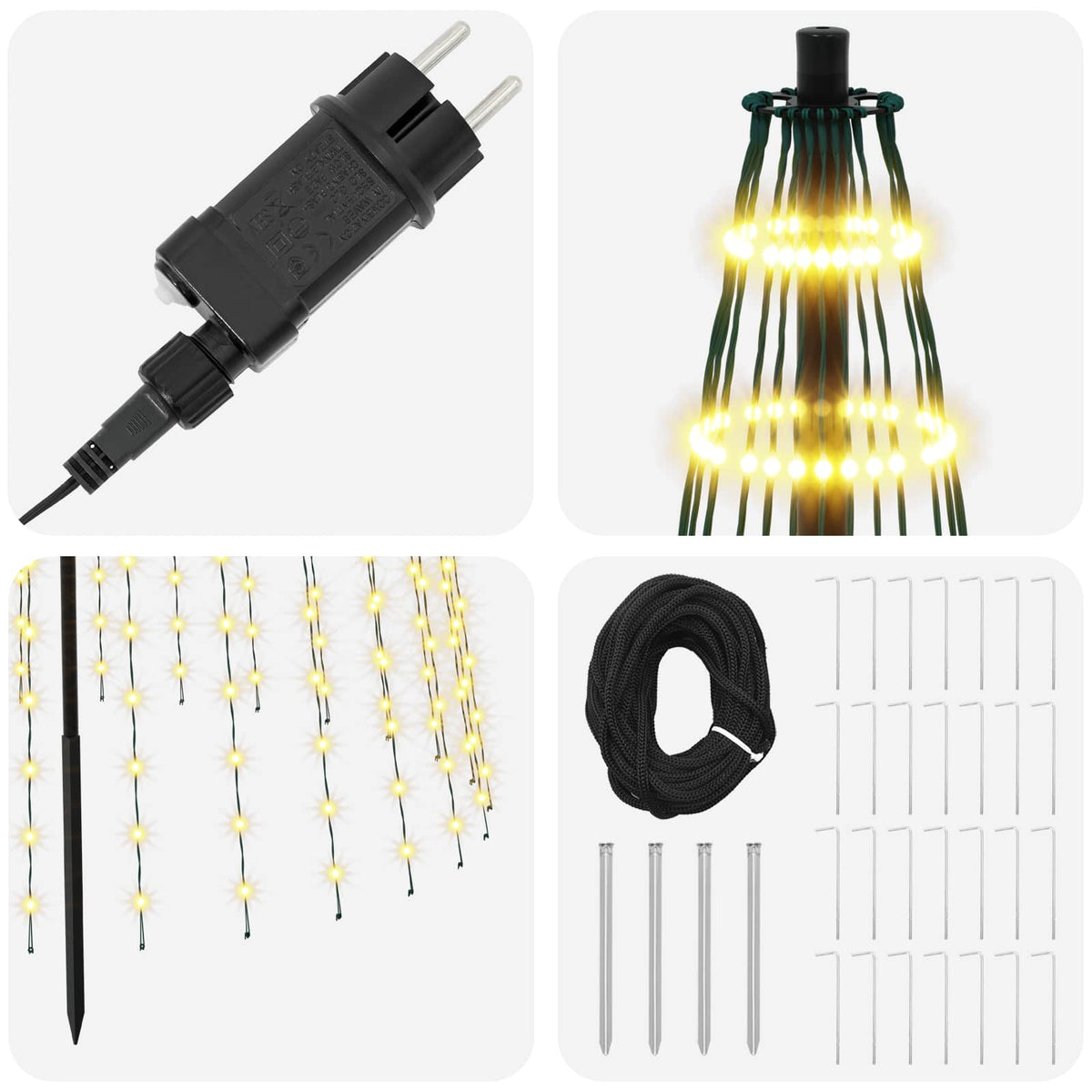 Albero di Natale LED 385 cm 1148 LED Bianco caldo Ferro Nero | homemem39