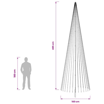 Albero di Natale LED 485 cm 1632 LED Bianco caldo Ferro Nero