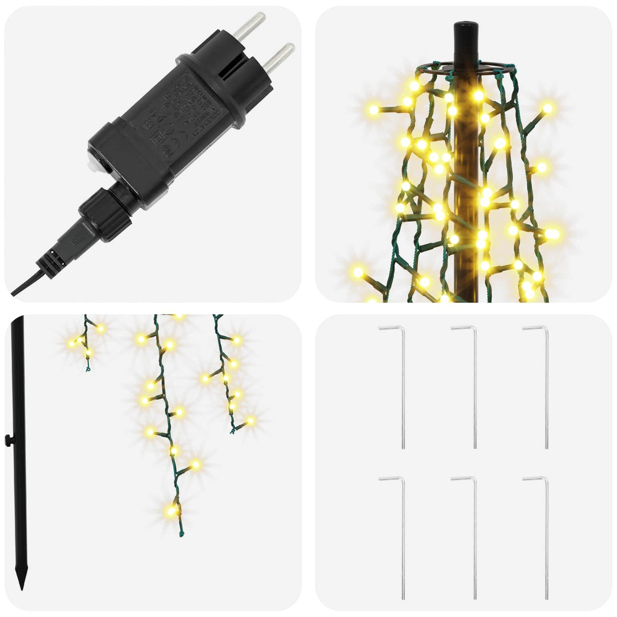 Albero di Natale LED 165 cm 540 LED Bianco caldo Acciaio Nero | homemem39