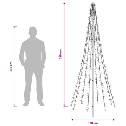Albero di Natale LED 235 cm 1000 LED Bianco caldo Acciaio Nero