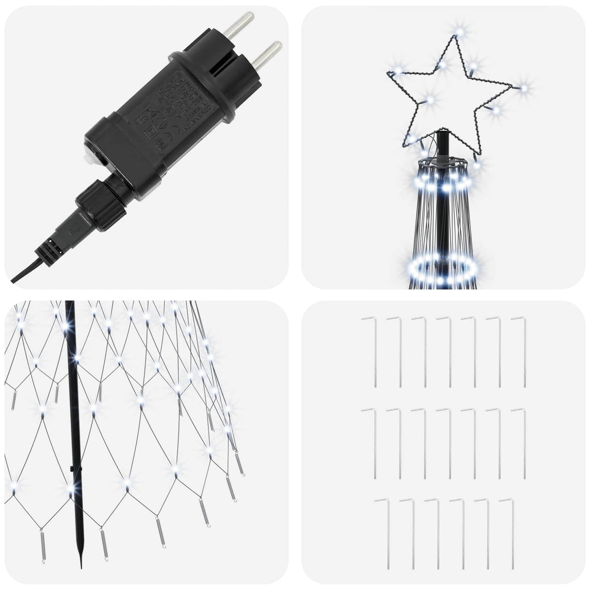 Albero di Natale LED 180 cm 230 LED Bianco freddo Ferro Nero | homemem39