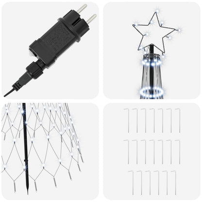 Albero di Natale LED 180 cm 230 LED Bianco freddo Ferro Nero | homemem39