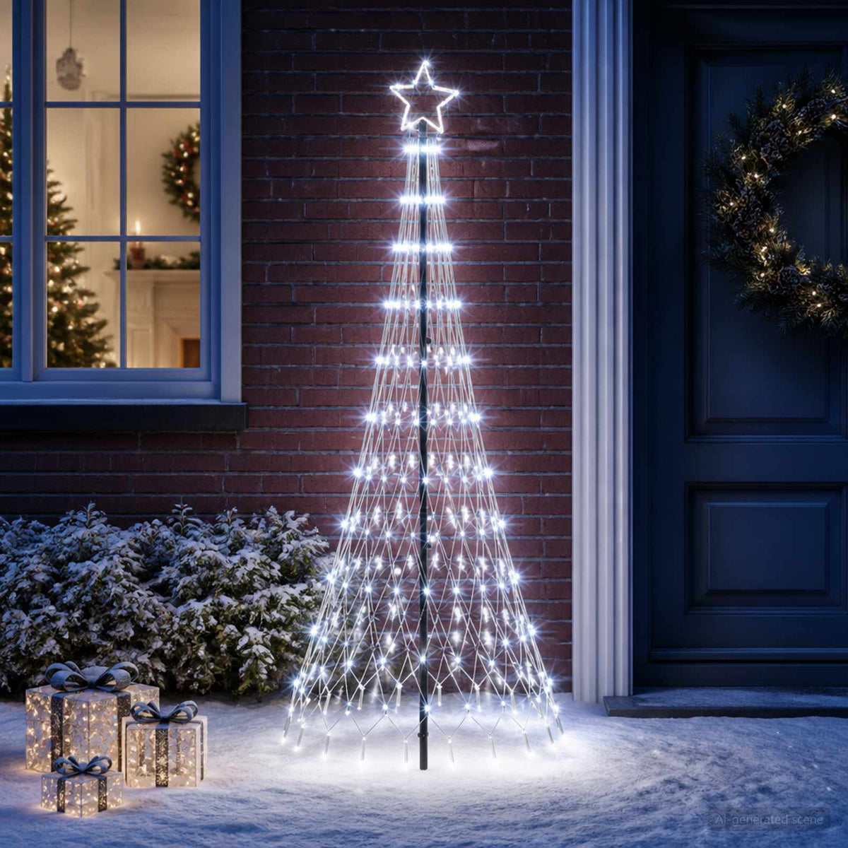 Albero di Natale LED 180 cm 230 LED Bianco freddo Ferro Nero