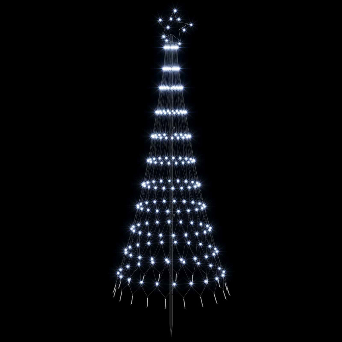 Albero di Natale LED 180 cm 230 LED Bianco freddo Ferro Nero