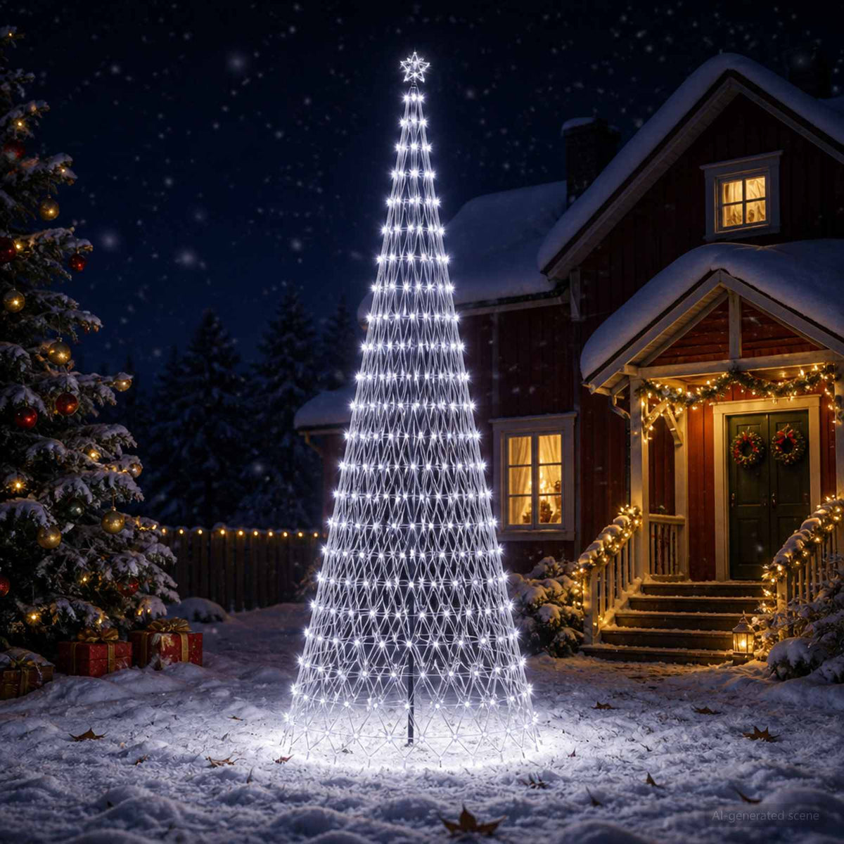 Albero di Natale LED 400 cm 450 LED Bianco freddo Ferro Nero