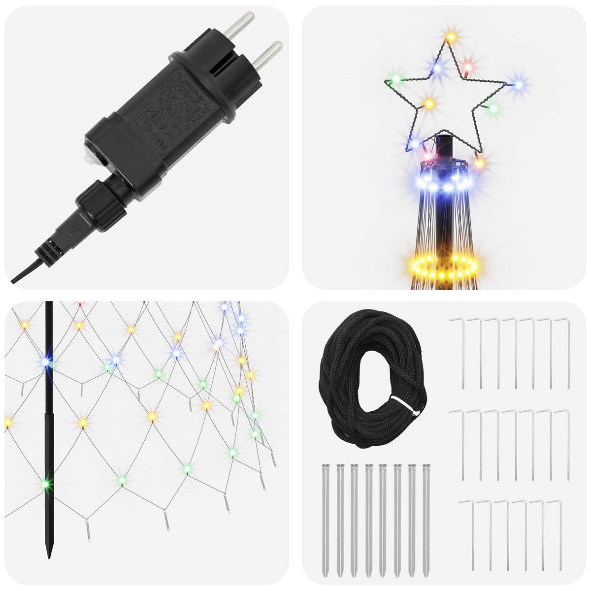 Albero di Natale LED 400 cm 450 LED Multicolore Ferro Nero