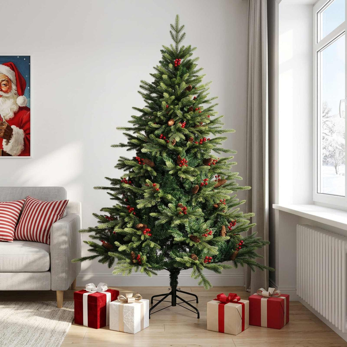 Albero di Natale Artificiale con Rami Pieghevoli 210 cm