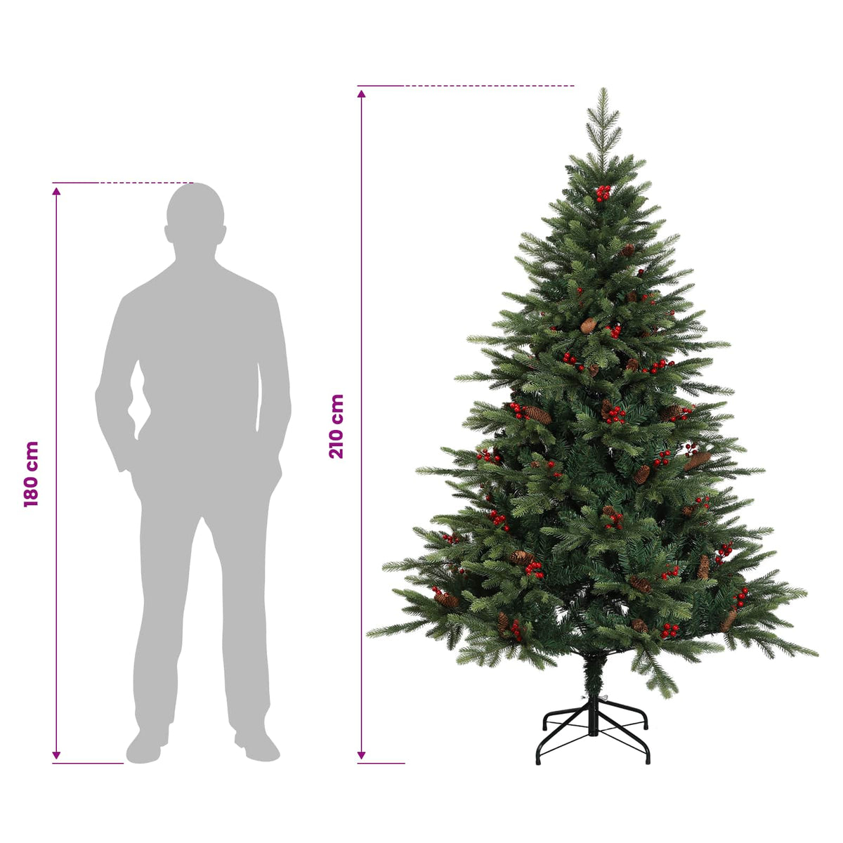 Albero di Natale Artificiale con Rami Pieghevoli 210 cm | homemem39