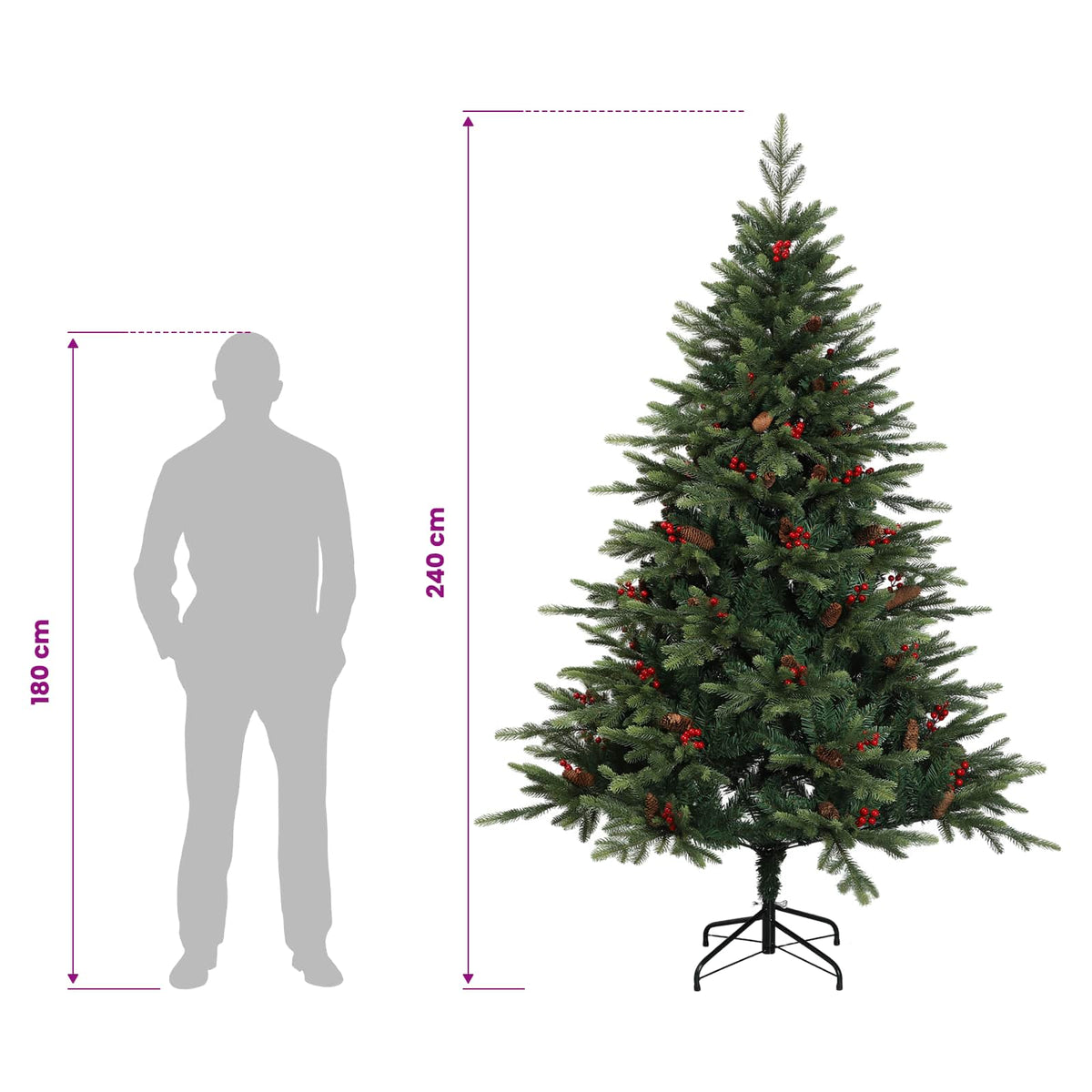 Albero di Natale Artificiale con Rami Pieghevoli 240 cm | homemem39