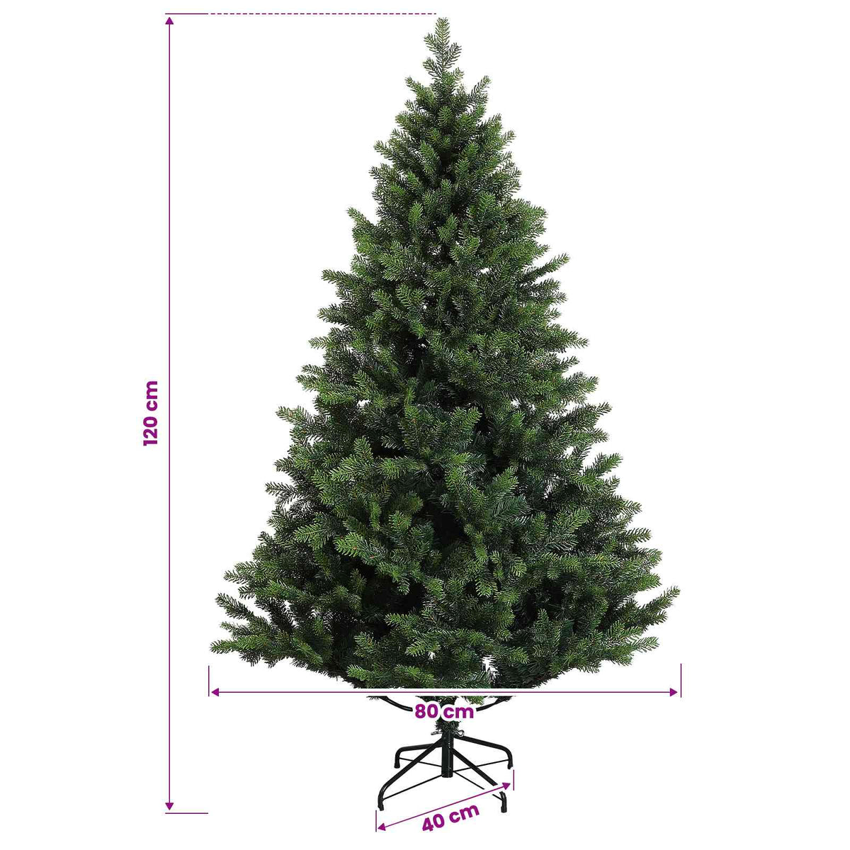 Albero di Natale Artificiale con Rami Pieghevoli 120 cm