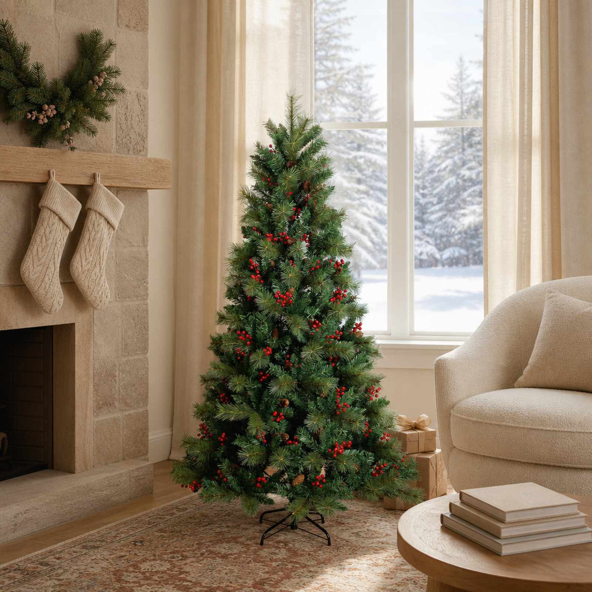 Albero di Natale Artificiale con Rami Pieghevoli 150 cm