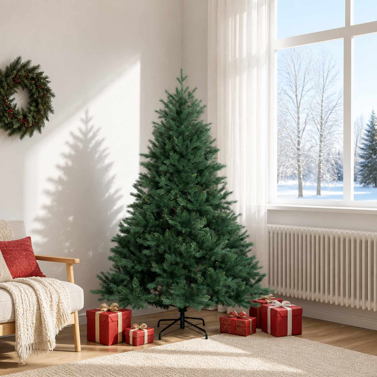 Albero di Natale Artificiale con Rami Pieghevoli 180 cm