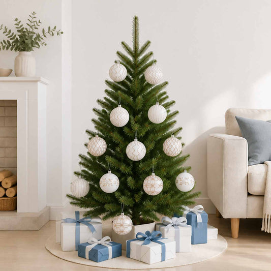 Set di palline di Natale XL 12 pz Bianco e Oro Rosa Diam. 10 cm