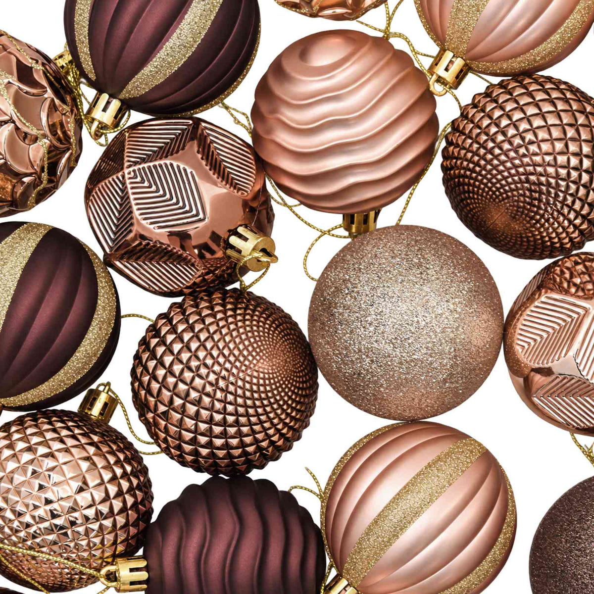 Set di Palline di Natale 36 pz Champagne e marrone 6 cm