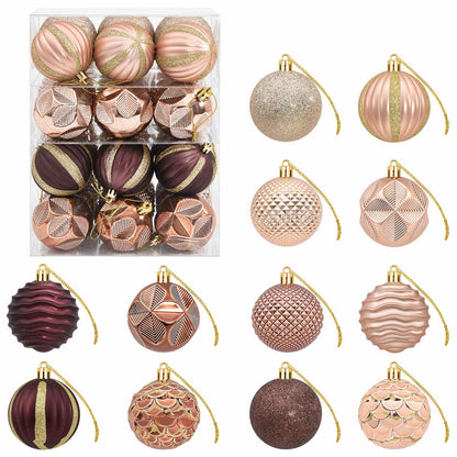 Set di Palline di Natale 36 pz Champagne e marrone 6 cm