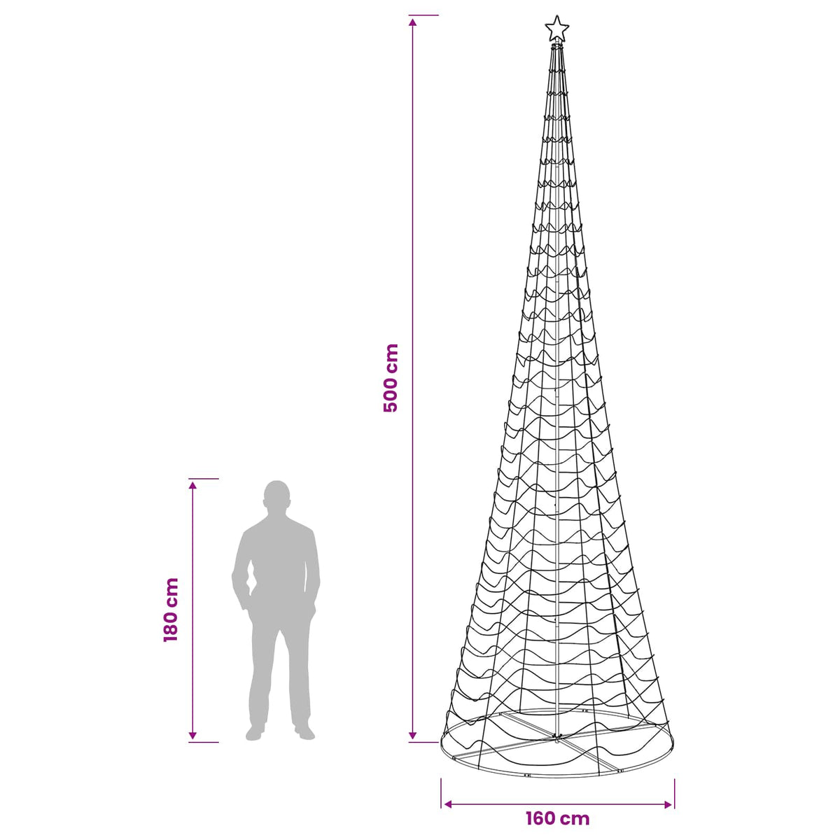 Albero di Natale LED a spirale con base EKENAS 500 cm 868 LED | homemem39