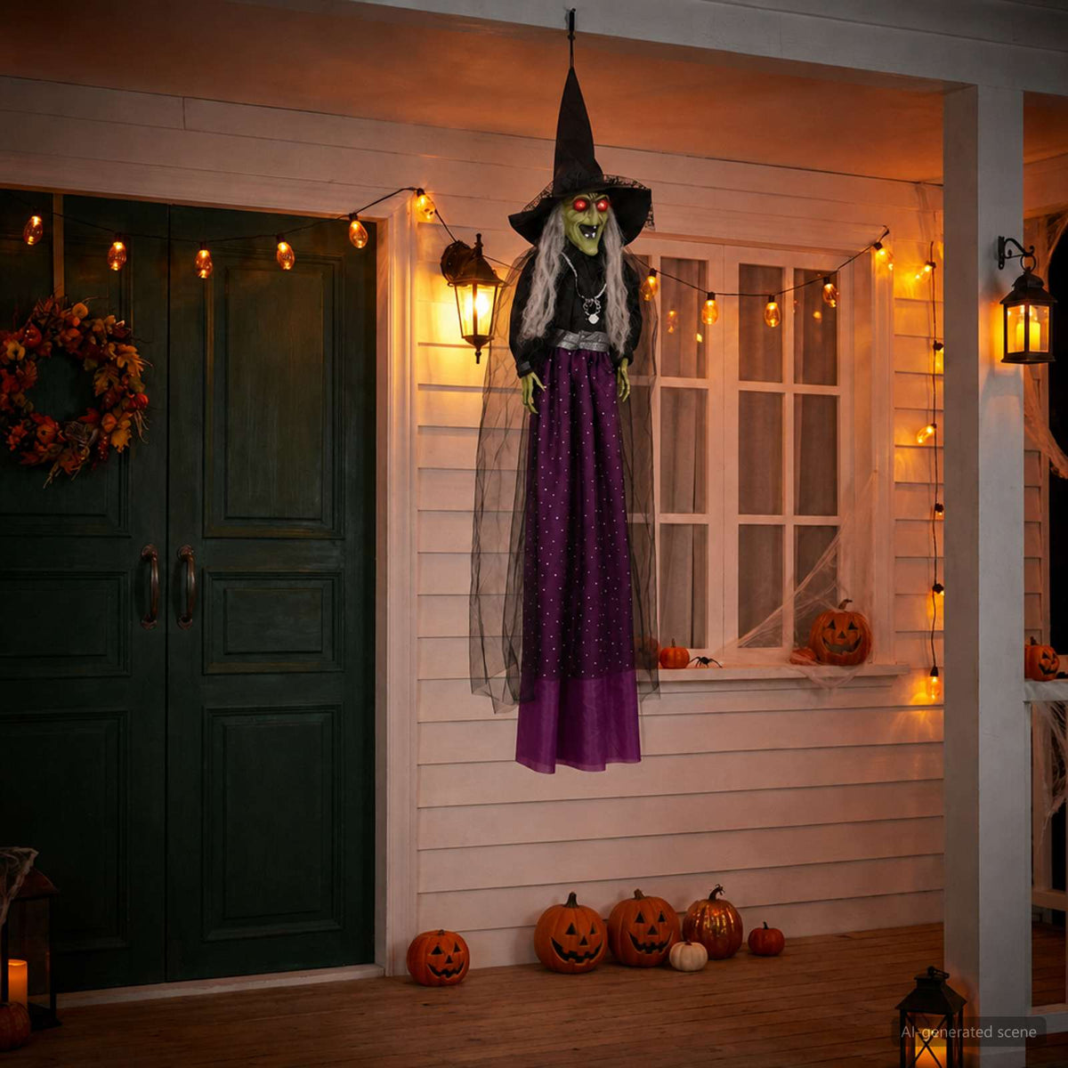 Strega di Halloween da appendere SPOOKA Viola 30 x 133 cm