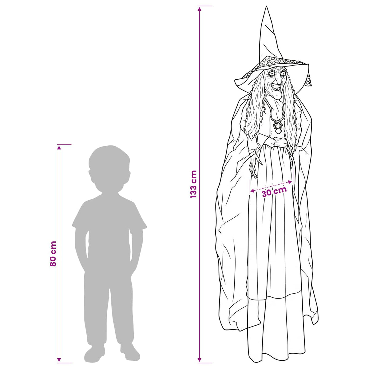 Strega di Halloween da appendere SPOOKA Viola 30 x 133 cm | homemem39