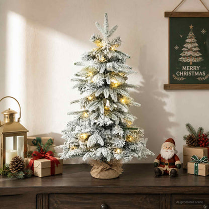 Mini albero di Natale innevato 45 cm 25 LED Bianco caldo