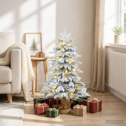 Mini albero di Natale innevato 90 cm 50 LED Bianco caldo