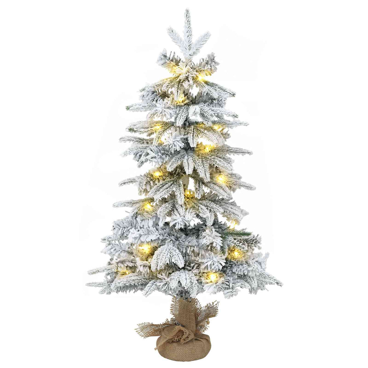 Mini albero di Natale innevato 90 cm 50 LED Bianco caldo