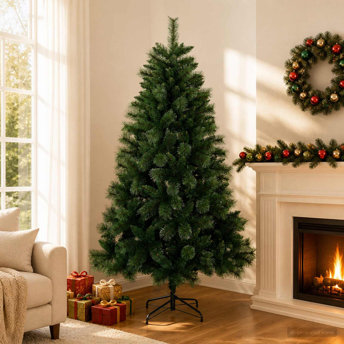 Albero di Natale artificiale 180 cm PVC e Metallo Verde | homemem39
