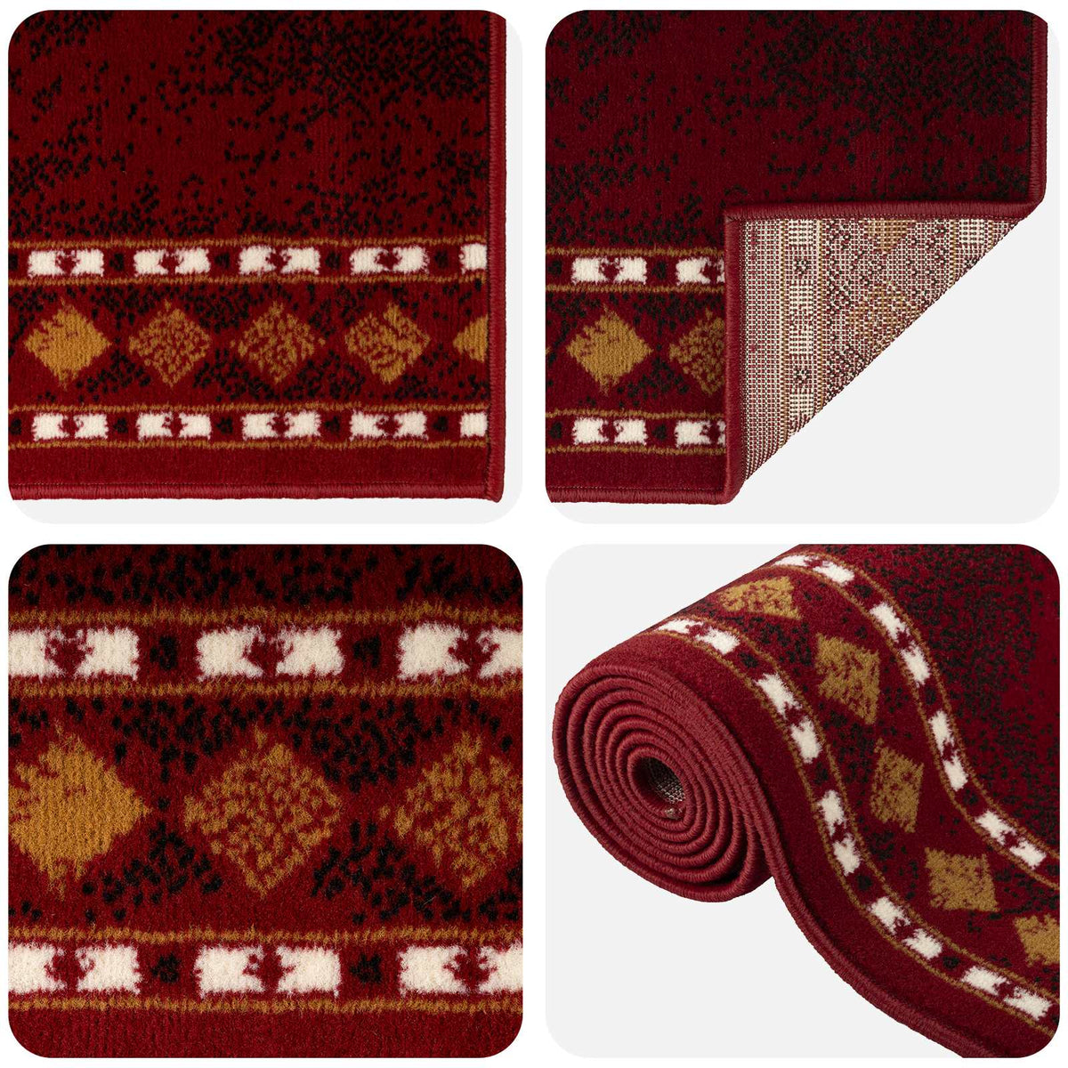Tappeto Runner FLORNES Tessuto Rosso PP 7 mm | homemem39