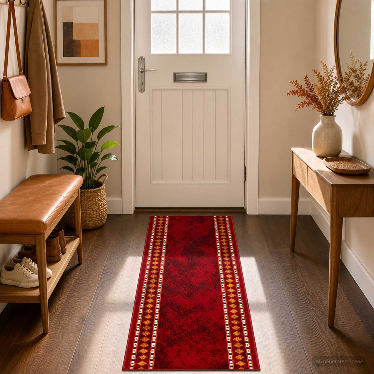 Tappeto Runner FLORNES Tessuto Rosso PP 7 mm | homemem39
