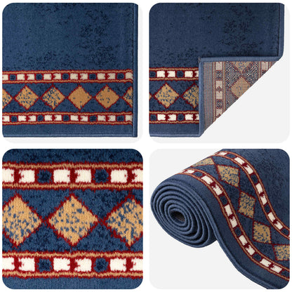 Tappeto Runner FLORNES Tessuto Blu PP 7 mm | homemem39