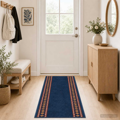 Tappeto Runner FLORNES Tessuto Blu PP 7 mm
