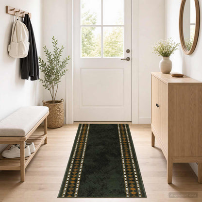 Tappeto Runner FLORNES Tessuto Verde PP 7 mm | homemem39