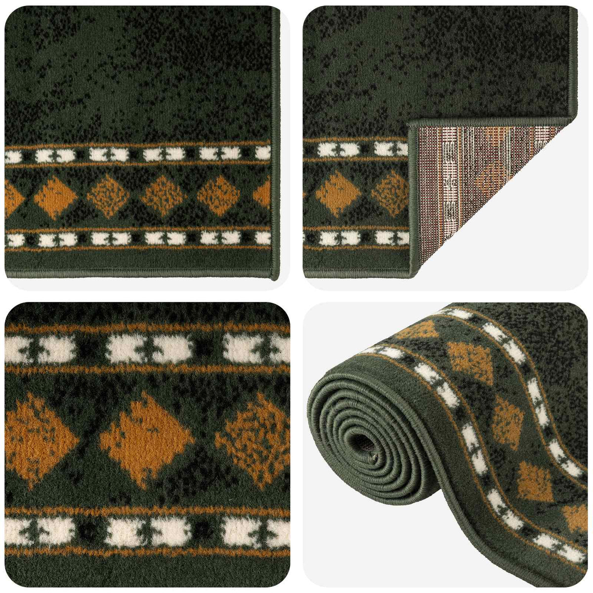 Tappeto Runner FLORNES Tessuto Verde PP 7 mm