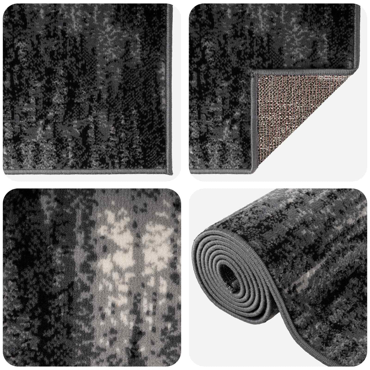 Tappeto Runner FLORNES Tessuto Nero PP 7 mm | homemem39