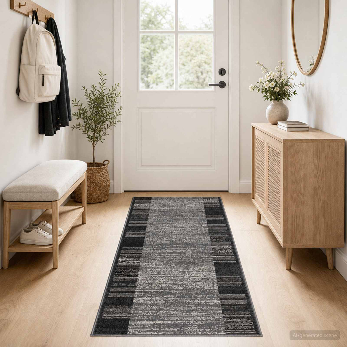 Tappeto Runner FLORNES Tessuto Grigio PP 7 mm | homemem39