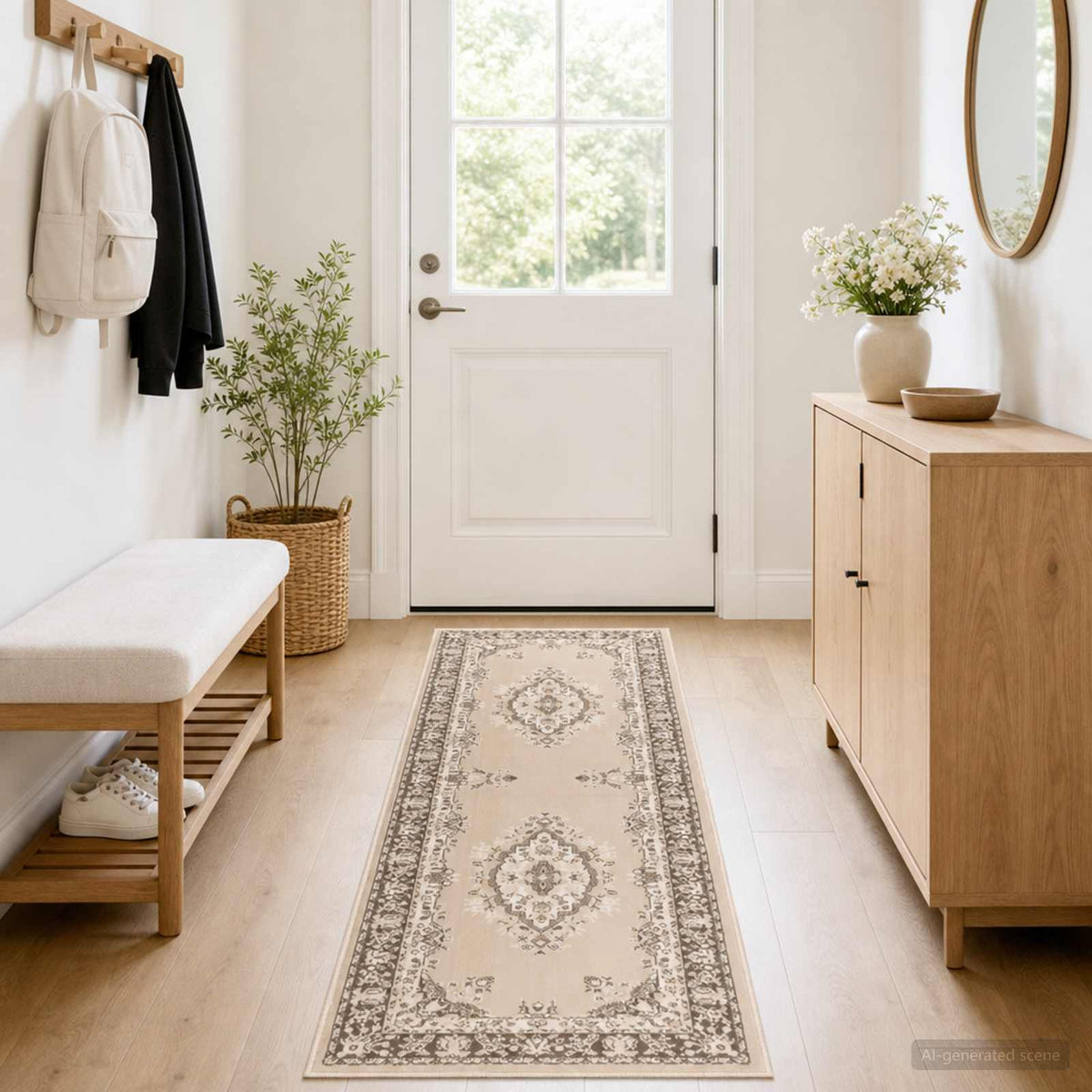 Tappeto Runner FLORNES Tessuto Ecrù PP 7 mm | homemem39