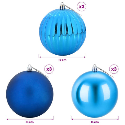 Set di palline di Natale XL 9 pz Blu Diam. 15 cm Plastica