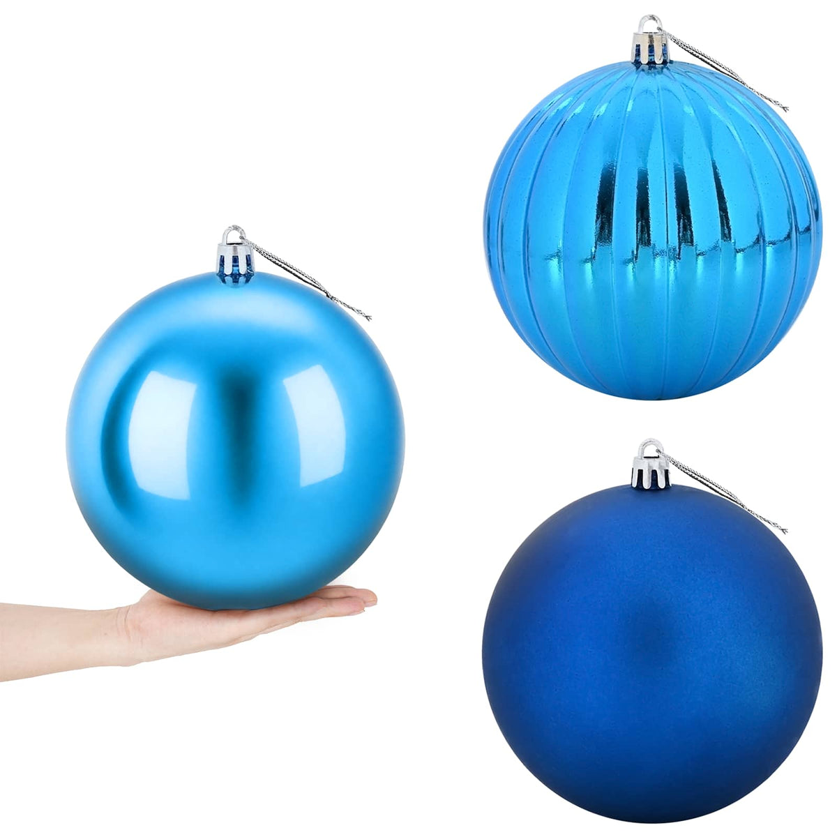 Set di palline di Natale XXL 3 pz Blu Diam. 25 cm Plastica