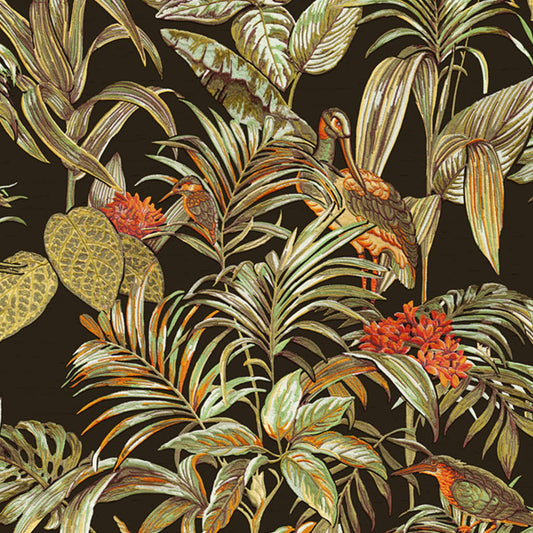 DUTCH WALLCOVERINGS Black Bird-of-Paradise Wallpaper