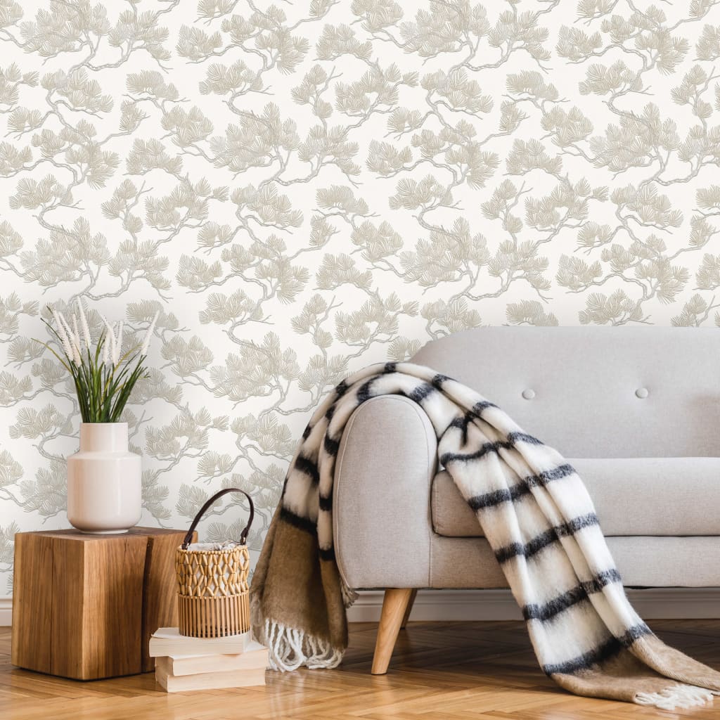 DUTCH WALLCOVERINGS Tapete mit weißem Kiefernmuster