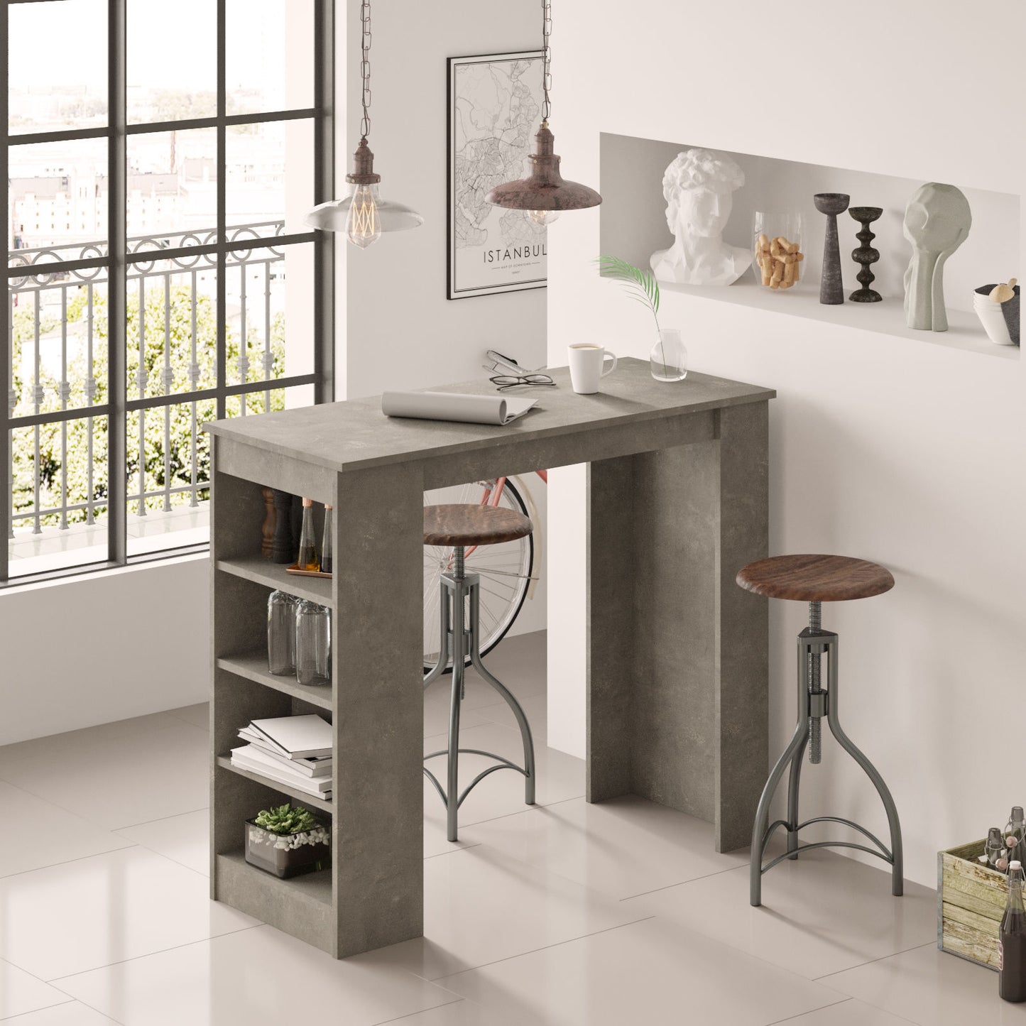 Tavolo Bar in Melamina Atlantic Pine White