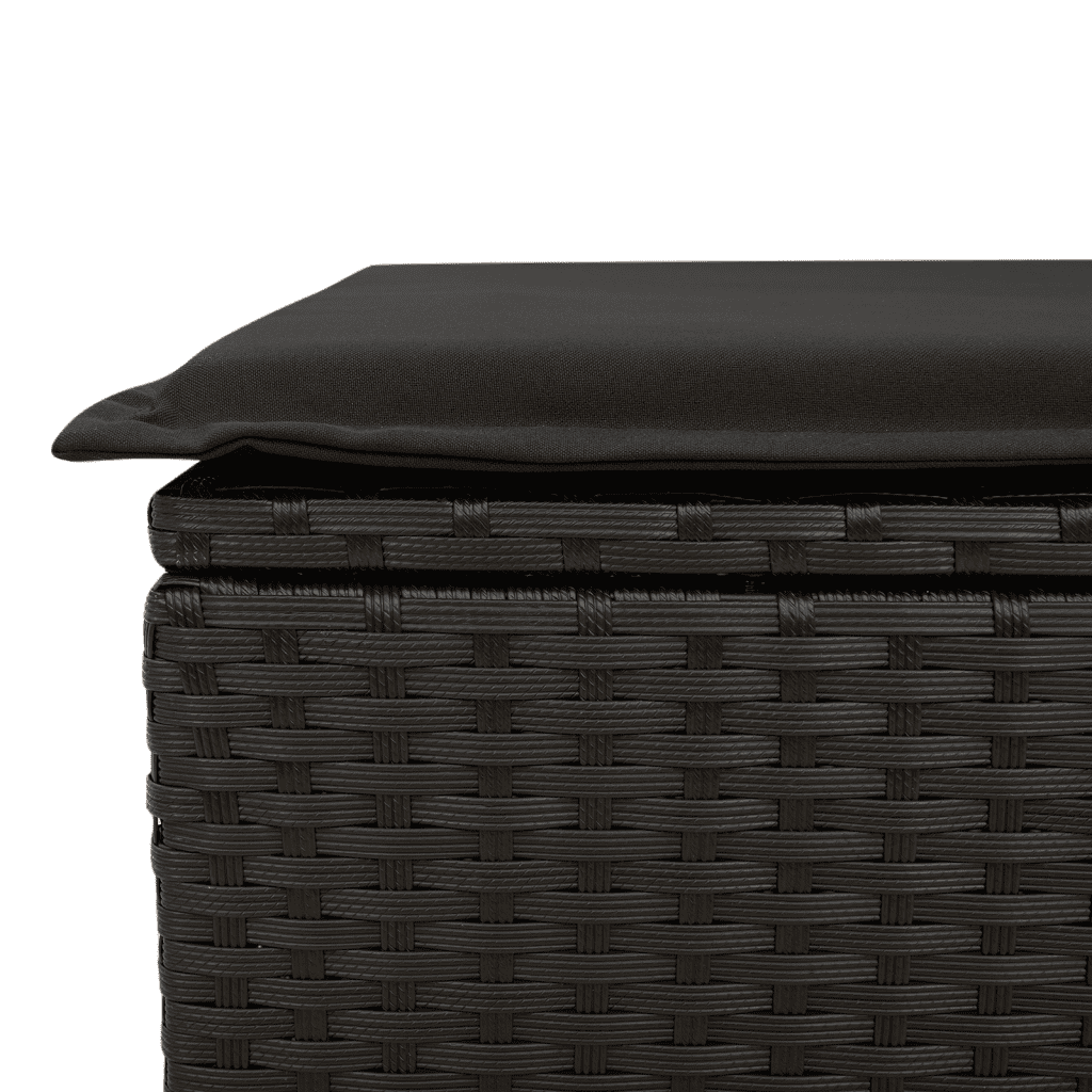 Set da Pranzo da Giardino 9 pz con Cuscini Nero in Polyrattan