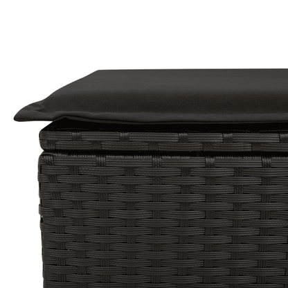 Set da Pranzo da Giardino 9 pz con Cuscini Nero in Polyrattan