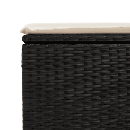 Set da Pranzo da Giardino 17 pz con Cuscini Nero in Polyrattan