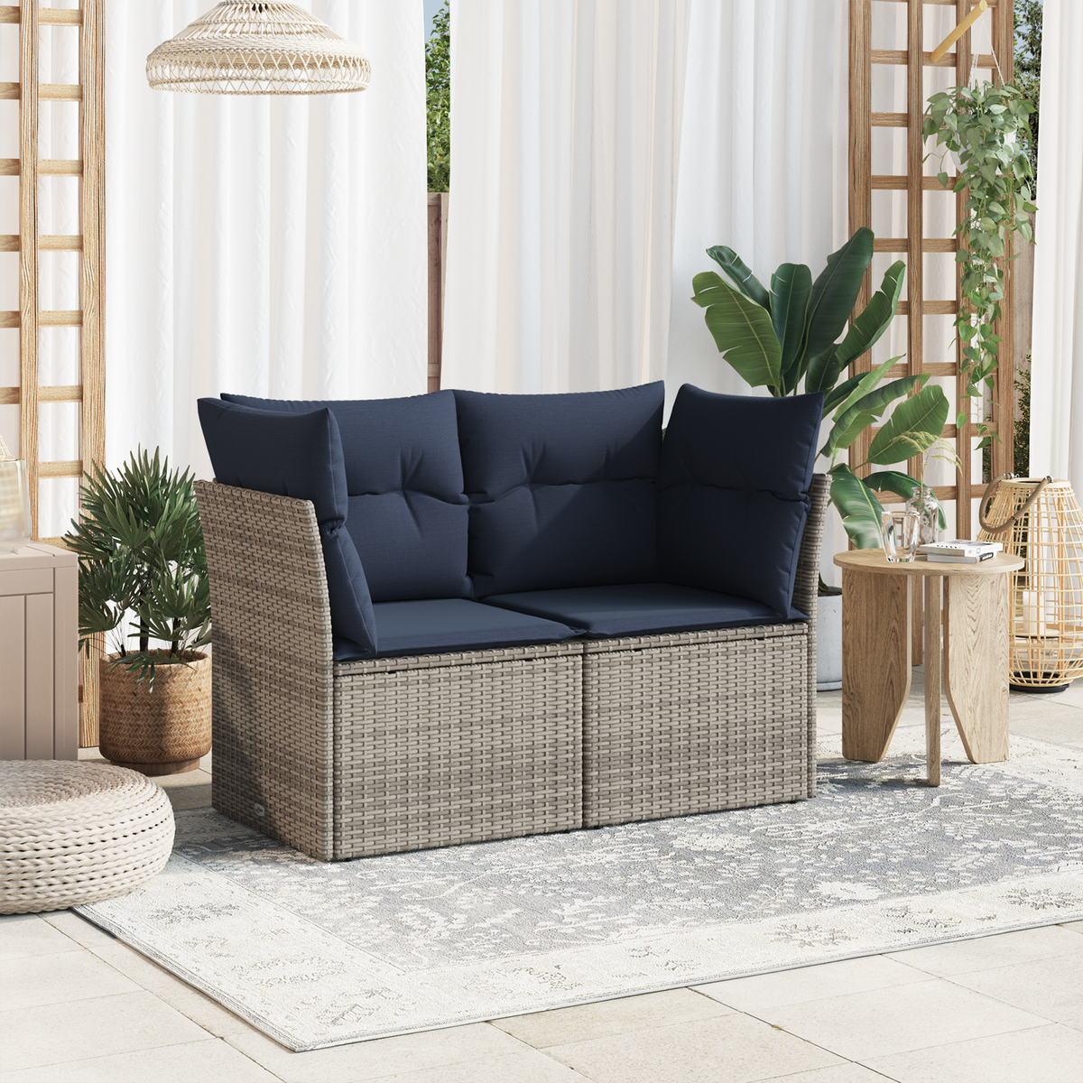 Divano da giardino Grigio 124 x 62 x 69 cm polyrattan