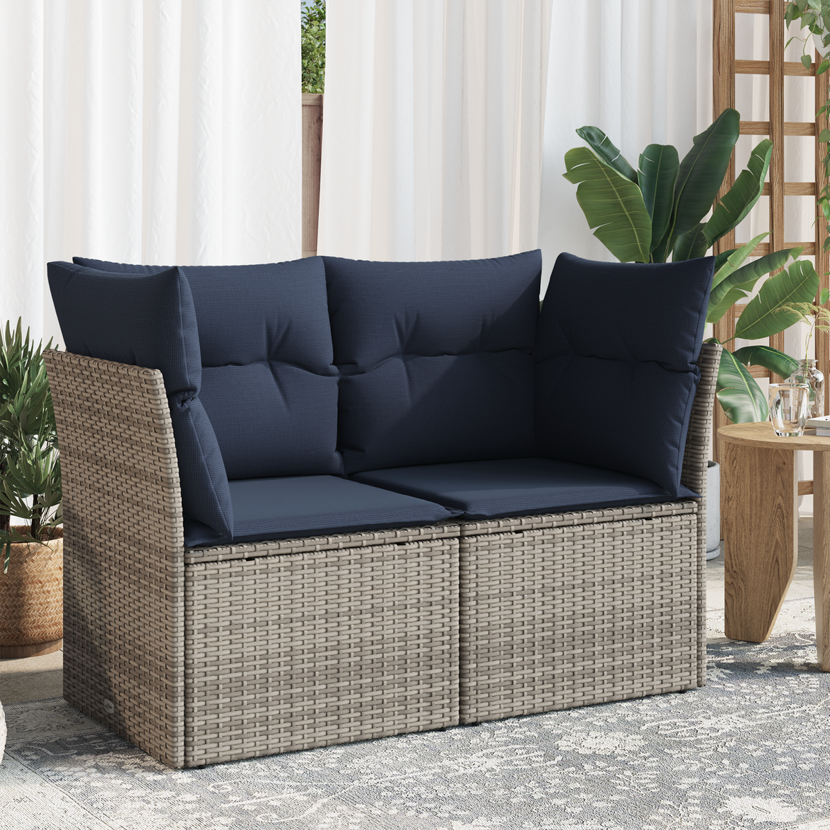 Divano da giardino Grigio 124 x 62 x 69 cm polyrattan